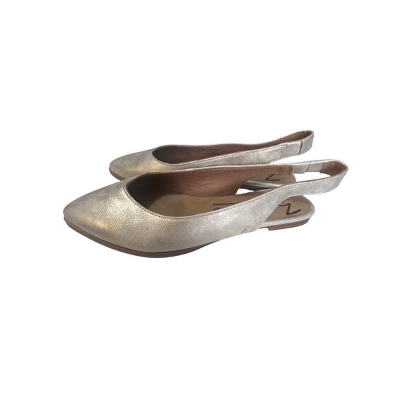 Zodiac Helene Leather Slingback Ballet Flats Pointed Toe Gold Size 6.5 NWOT - Picture 1 of 5